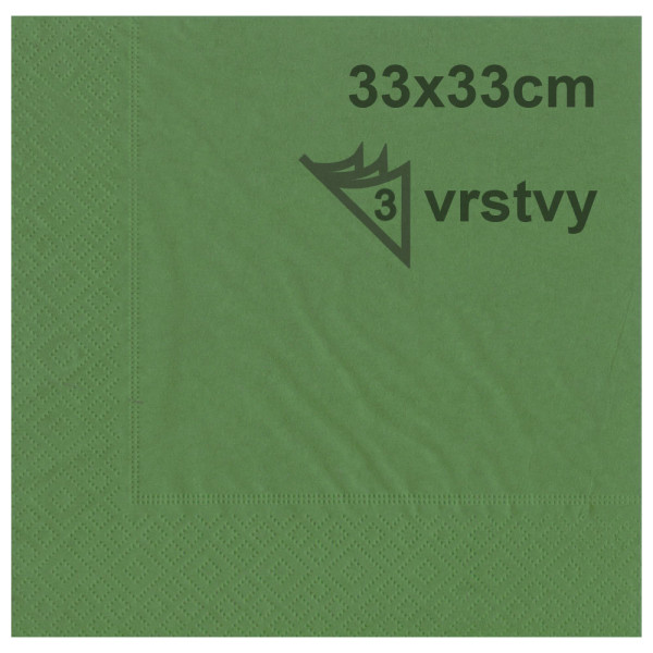 Papírové ubrousky 33 x 33 cm HARMONY - tmavě zelená (20 ks/bal) 