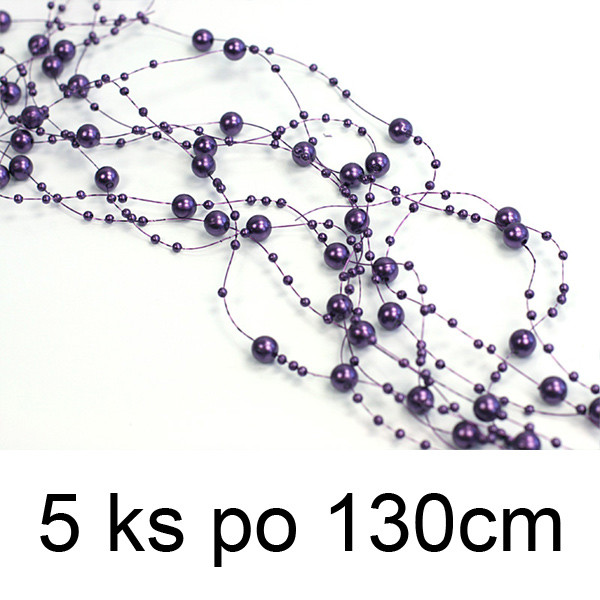 Perličková girlanda 1,3m - fialová ( 5 ks/bal )