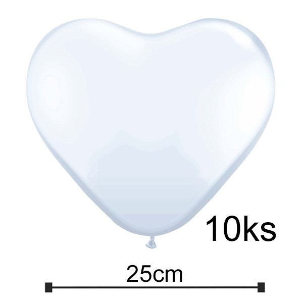 Balonek SRDCE - Ø25 cm - bílá (10 ks/bal)