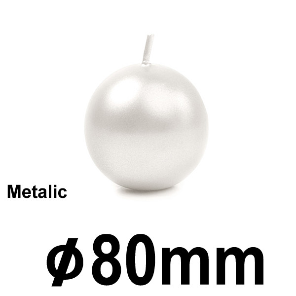 Svíčka koule METALIC Ø 8 cm  - perlová (1 ks)