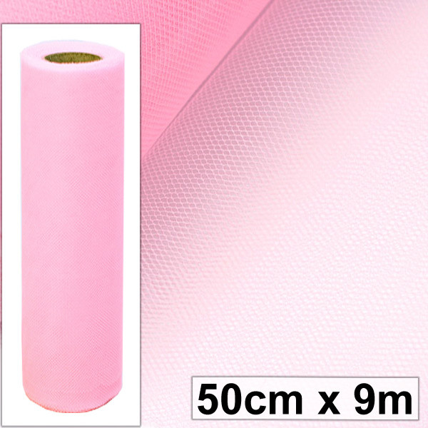 Svatební a aranžerský tyl 50 cm - růžová (9 m/rol)