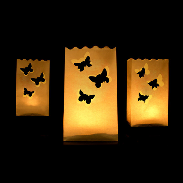 Dekorativní svítilny - papírové lucerny 11x16x11 cm - Motýlci (10 ks/bal)