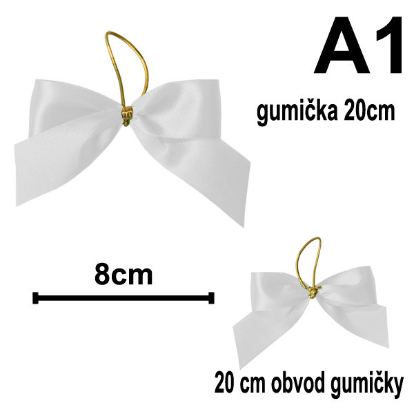 Mašlička s gumičkou 20 cm - typ A1 - bílá (10 ks/bal)