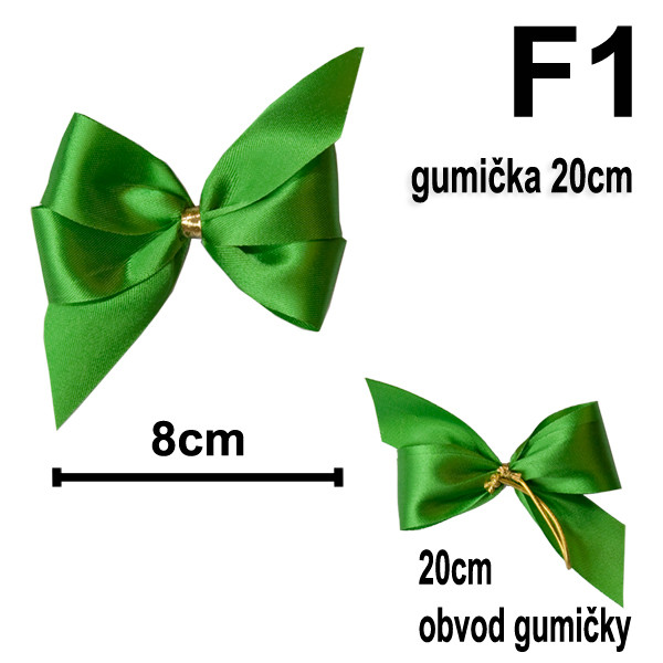 Mašlička s gumičkou 20 cm - typ F1 - zelená (10 ks/bal)