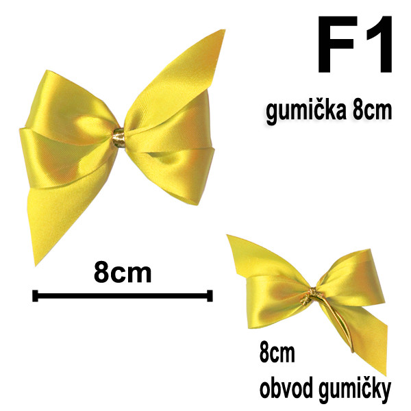 Mašlička s gumičkou 8 cm - typ F1 - žlutá (10 ks/bal)