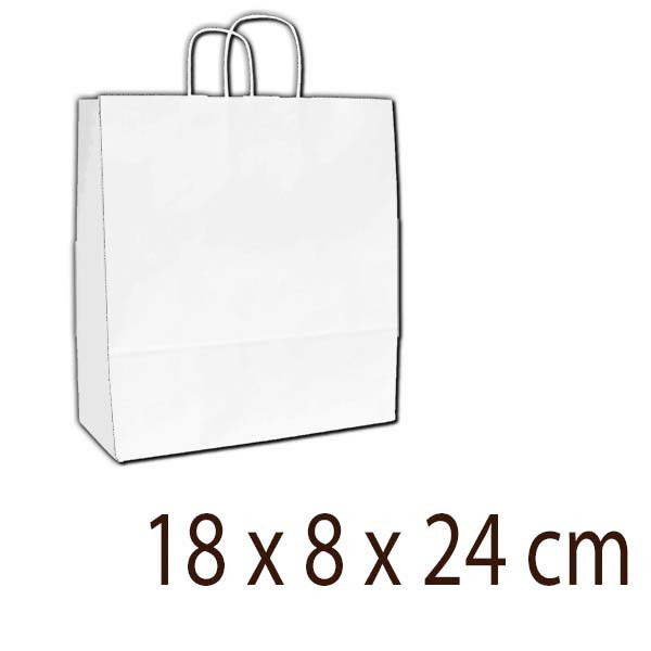Papírová taška 18 x 8 x 24 cm  - bílá (10 ks/bal)