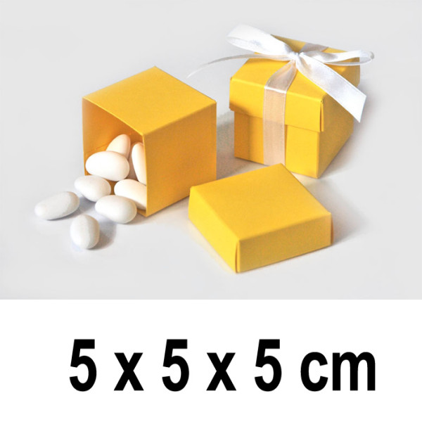 Dárková krabička CUBE 5 x 5 x 5 cm - žlutá (10 ks/bal)