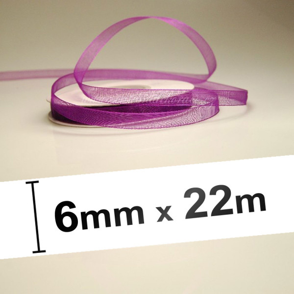 Stuha šifonová - fialová (6 mm, 22 m)