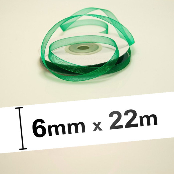 Stuha šifonová - zelená (6 mm, 22 m)