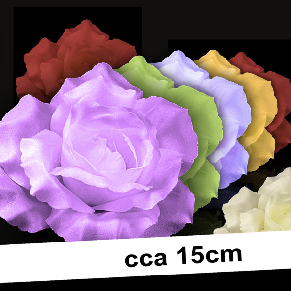 Růže velká, textilní Ø15 cm - různé barvy (1 ks)