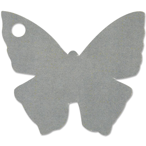 Svatební jmenovka 4x4cm - motýlek - šedá (10ks/bal)