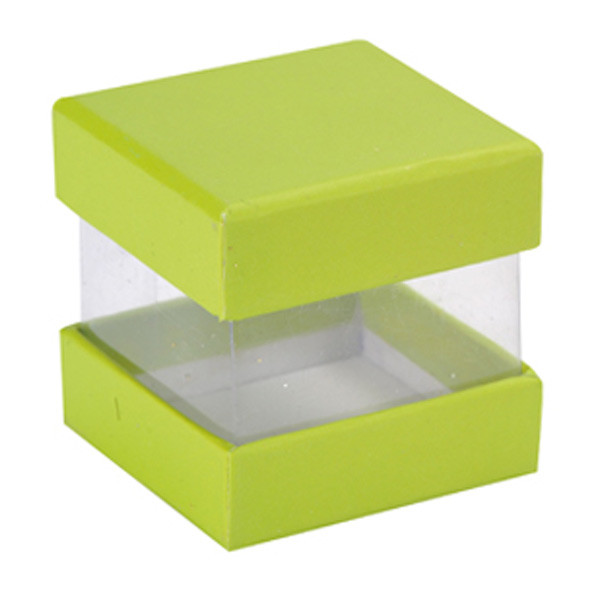 Dárková krabička s víčkem, 4x4x4 cm - zelená (6 ks/bal)