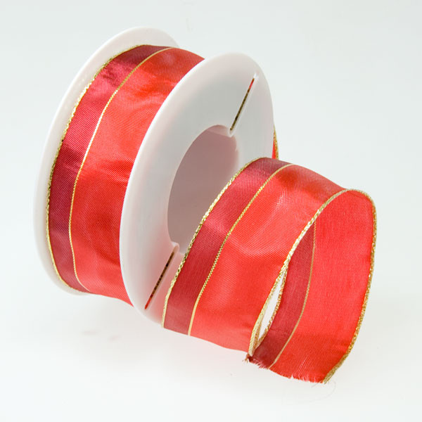 Dekorační stuha s drátkem SHIMI - červená  + bordó (40 mm, 20 m) 