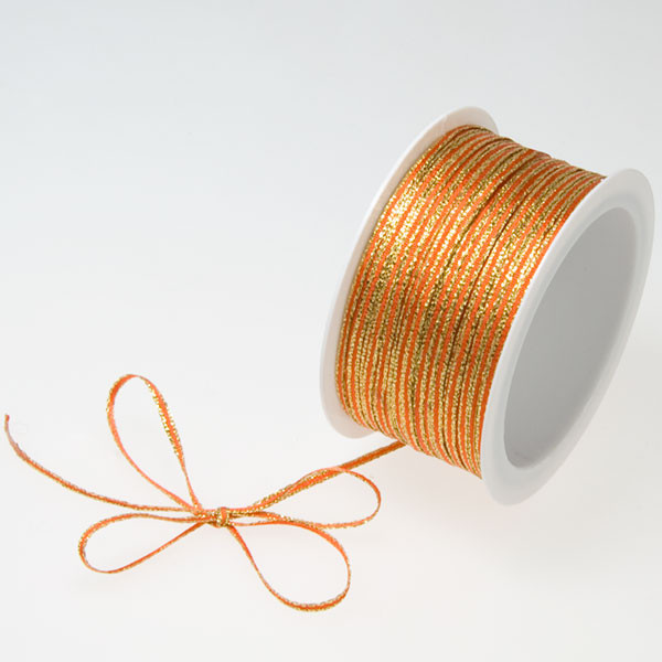 Dekorační oboulící atlasová stuha - oranžová + zlatá (3 mm, 50 m) 
