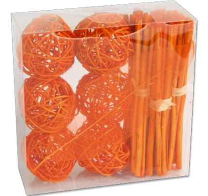 Dekorační ratanová sestava - oranžová (1 ks)
