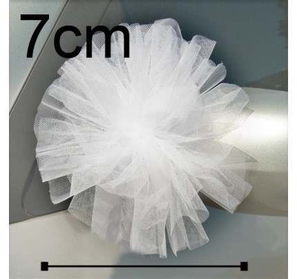 Tylové koule na výzdobu svatebního auta - bílá (Ø7cm, 8ks/bal)