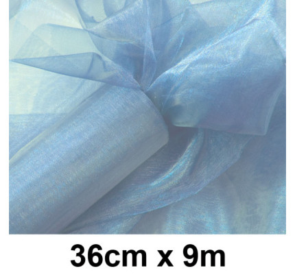 Organzový pás 36 cm - světle modrá (9 m/rol)