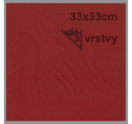 Svatební ubrousky 33 x 33 cm - červená  (20 ks/bal)
