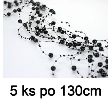 Perličková girlanda 1,3m - černá ( 5 ks/bal )