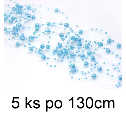 Perličková girlanda 1,3m - světle modrá ( 5 ks/bal )