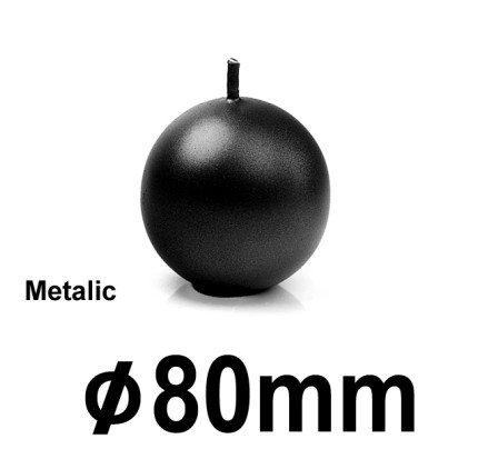 Svíčka koule METALIC Ø 8 cm  - černá (1 ks)