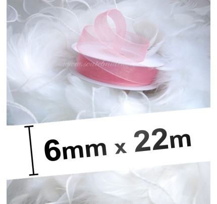 Stuha šifonová - růžová (6 mm, 22 m)