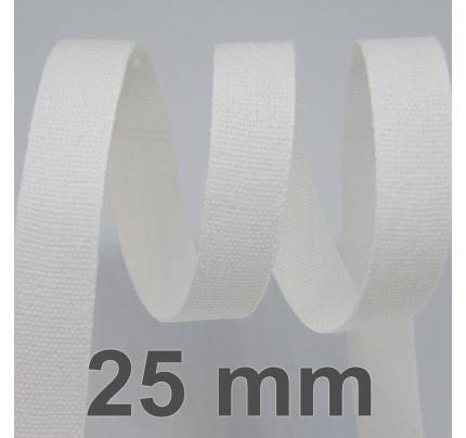 Bavlněná stuha - Cordula 25 mm - bílá 101 (20 m)