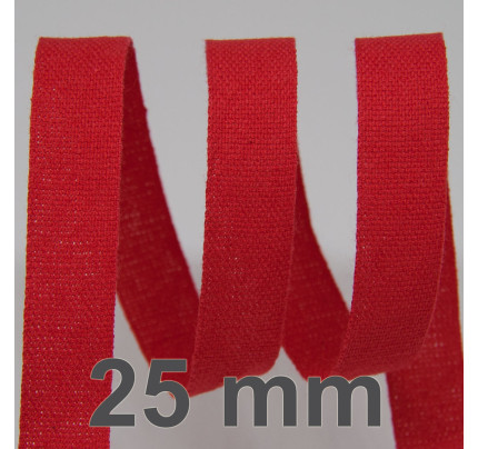 Bavlněná stuha - Cordula 25 mm - červená 123 (20 m)