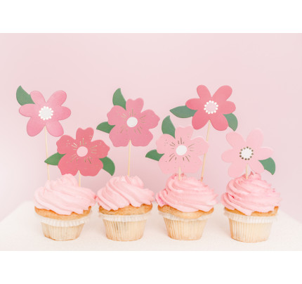 Zápichy na dort/cupcake - Květiny 13-14,5 cm. (8ks/bal)