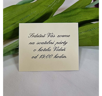 Pozvánka ke svatebnímu stolu UNI 8 x 6,5 cm - krémová (1 ks)